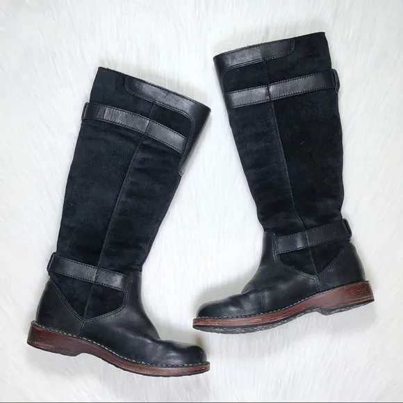 Ugg “Dunwich” suede and leather boots with buckles