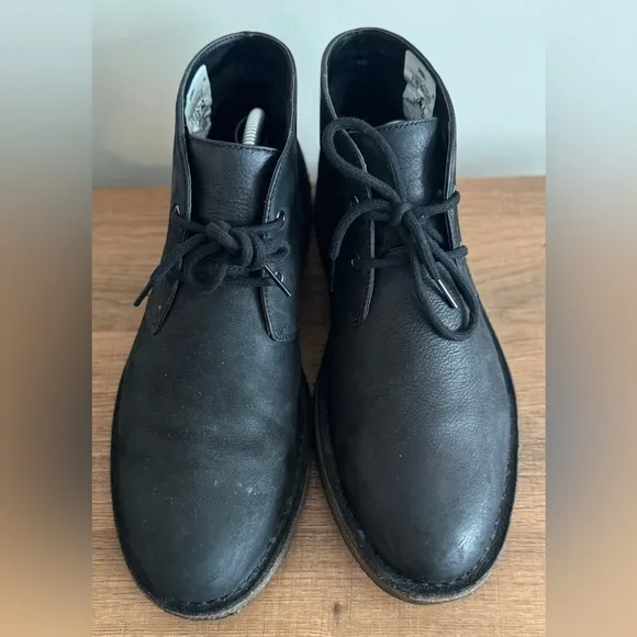 UGG GROVELAND LEATHER CHUKKA BLACK ANKLE SHOE BOOTS SIZE US 10 MEN
