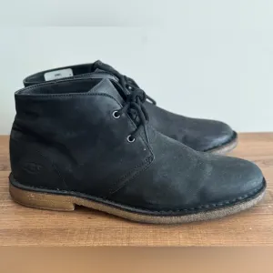 UGG GROVELAND LEATHER CHUKKA BLACK ANKLE SHOE BOOTS SIZE US 10 MEN