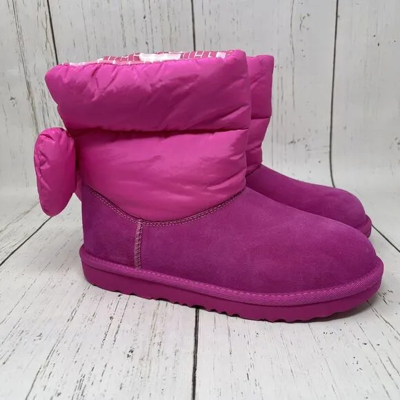 Ugg Kids Bailey Bow Maxi Wavelength Boots Pink Size 5 NEW
