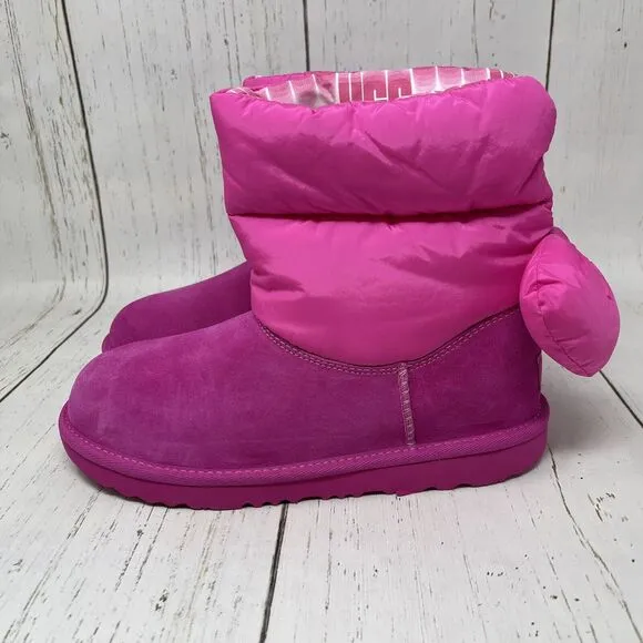 Ugg Kids Bailey Bow Maxi Wavelength Boots Pink Size 5 NEW