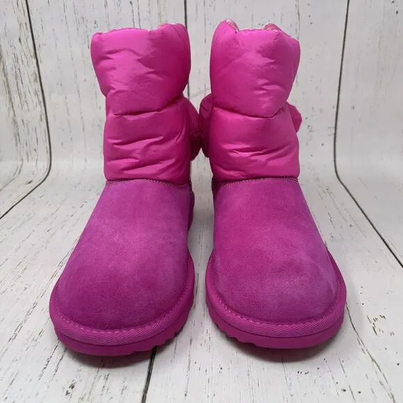 Ugg Kids Bailey Bow Maxi Wavelength Boots Pink Size 5 NEW