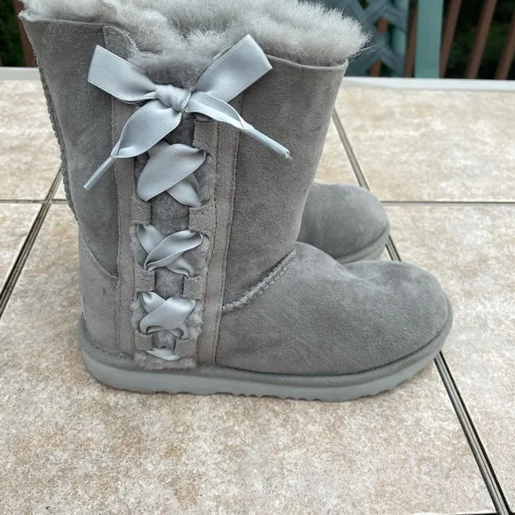 UGG Kids Pala Lace Up Silk Ribbon Boots Suede