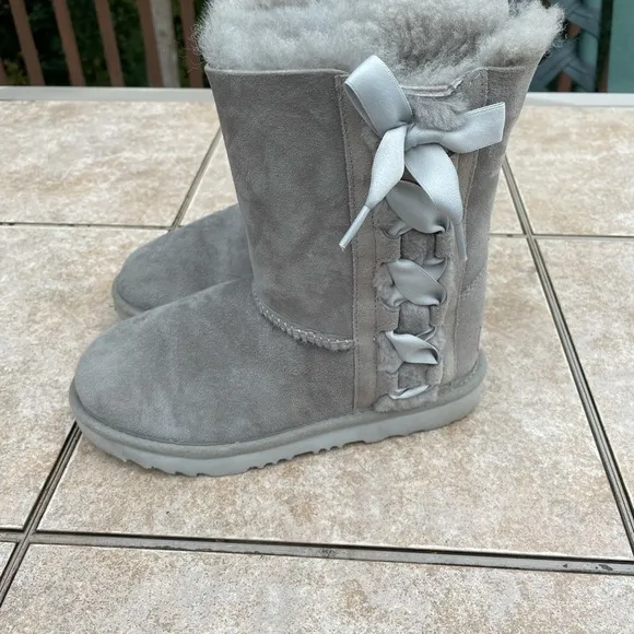 UGG Kids Pala Lace Up Silk Ribbon Boots Suede