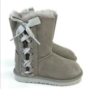 UGG Kids Pala Lace Up Silk Ribbon Boots Suede