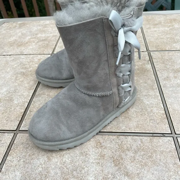UGG Kids Pala Lace Up Silk Ribbon Boots Suede