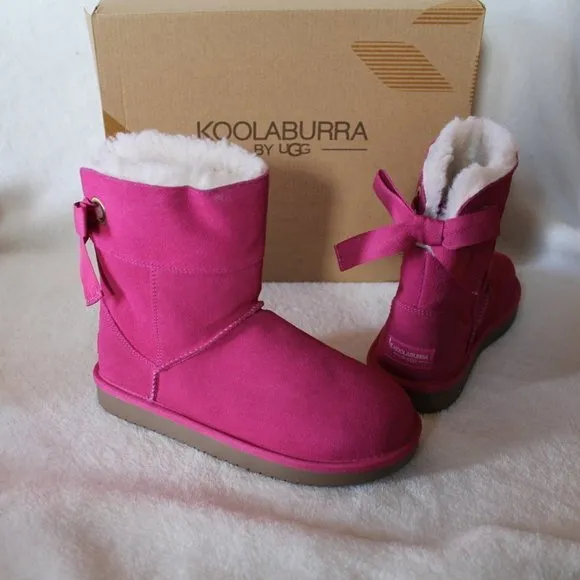UGG KOOLABURRA NEW SUEDE BOW GIRLS‎ BOOTS PINK
