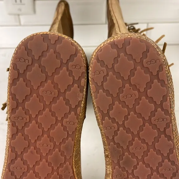 UGG MAMMOTH WOMEN'S SIZE 10 CHESTNUT TALL ZIP FRINGED CASUAL BOOTS #1008812