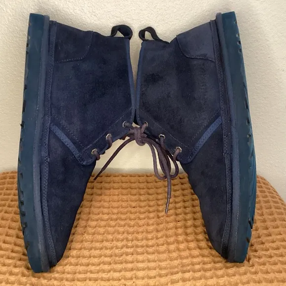 UGG Men's US 13‎ Navy Blue Neumel Suede Chukka Boots Charcoal Sherpa Lined 3236