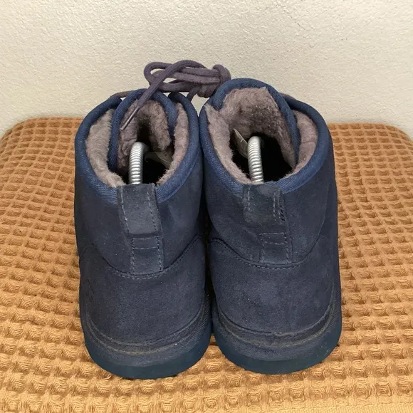 UGG Men's US 13‎ Navy Blue Neumel Suede Chukka Boots Charcoal Sherpa Lined 3236