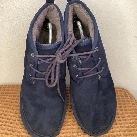 UGG Men's US 13‎ Navy Blue Neumel Suede Chukka Boots Charcoal Sherpa Lined 3236