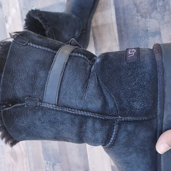 UGG Nash Black Sherling Suede leather Boots sz 8 women's