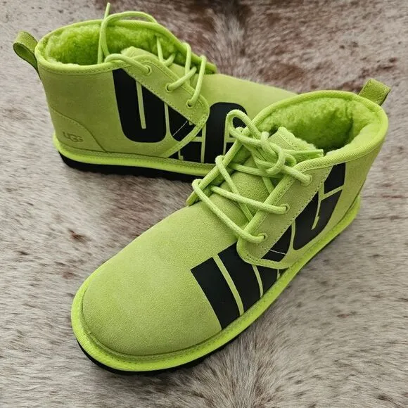 UGG Neumel Chopd Graphic Logo Men's Suede Chukka Boots in Neon Size 10 NEW