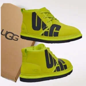 UGG Neumel Chopd Graphic Logo Men's Suede Chukka Boots in Neon Size 10 NEW