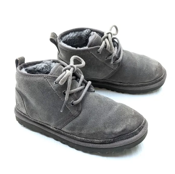 UGG Neumel Gray Suede Leather Chukka Ankle Boots