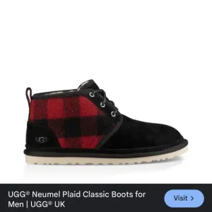 UGG Neumel Plaid Black Suede Boots with Leather Lace Fleece Lining size  US 5