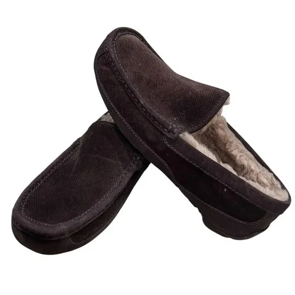 UGG Plush Men's Slipper Ascot Corduroy II Lined Stout Brown US 7