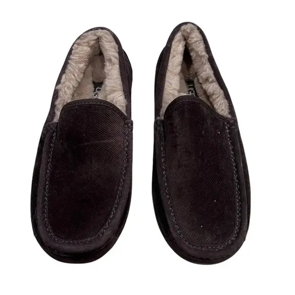 UGG Plush Men's Slipper Ascot Corduroy II Lined Stout Brown US 7
