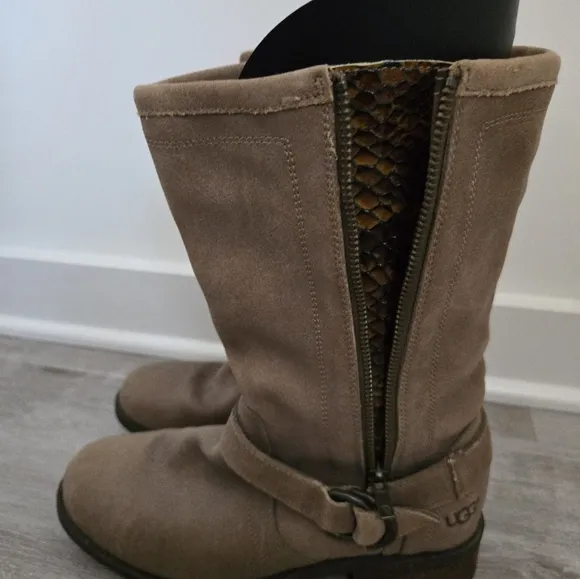 UGG Silva Suede Moto Biker Ankle Boots