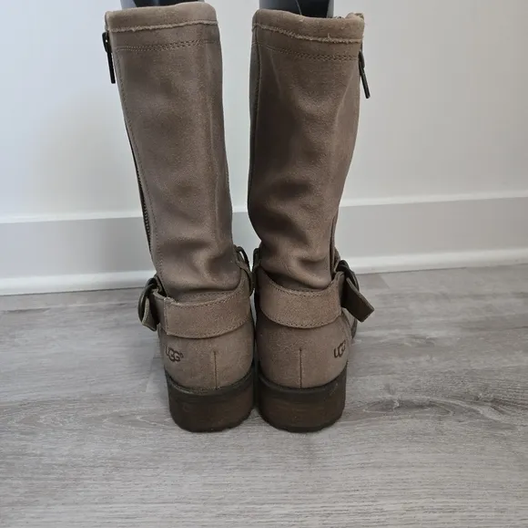 UGG Silva Suede Moto Biker Ankle Boots