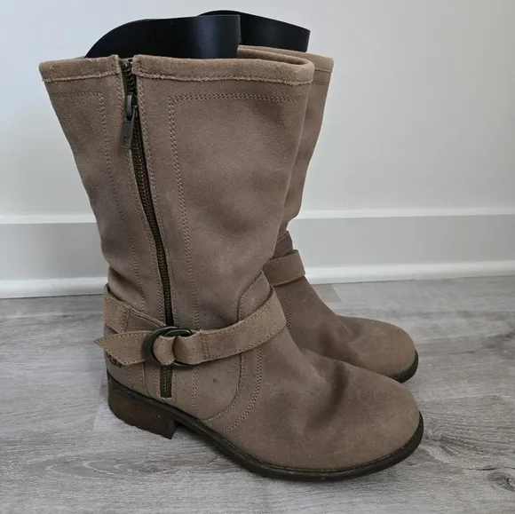 UGG Silva Suede Moto Biker Ankle Boots