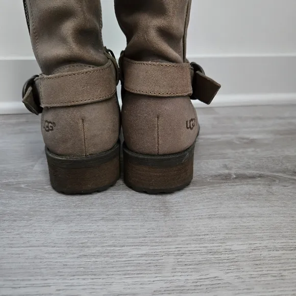 UGG Silva Suede Moto Biker Ankle Boots