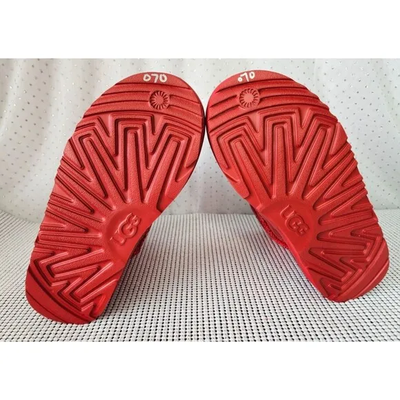 UGG Toddler Girls Red Hearts Boot Metallic Red Size 3, NEW!