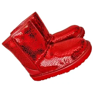 UGG Toddler Girls Red Hearts Boot Metallic Red Size 3, NEW!