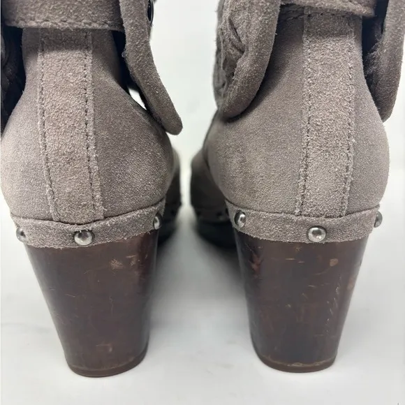 UGG‎ Women's 9 Lynnea Arroyo Heathered Gray Woven Suede Studded Heeled Boots