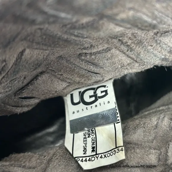 UGG‎ Women's 9 Lynnea Arroyo Heathered Gray Woven Suede Studded Heeled Boots