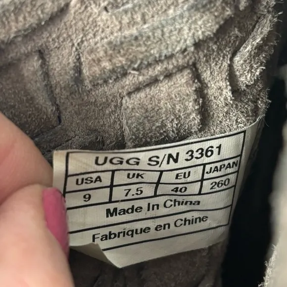 UGG‎ Women's 9 Lynnea Arroyo Heathered Gray Woven Suede Studded Heeled Boots
