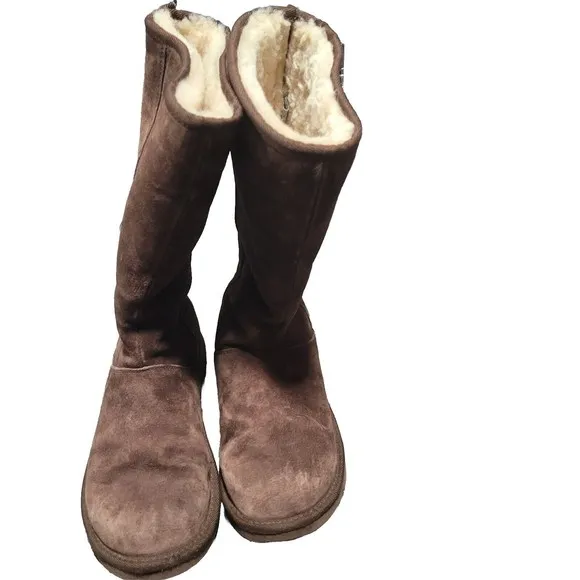 UGG Women's Brown Leather Knightsbridge Boots Size 10 #5119