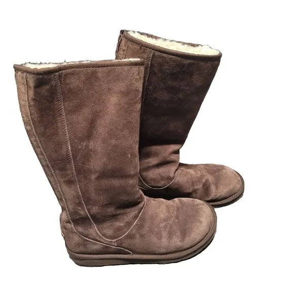 UGG Women's Brown Leather Knightsbridge Boots Size 10 #5119