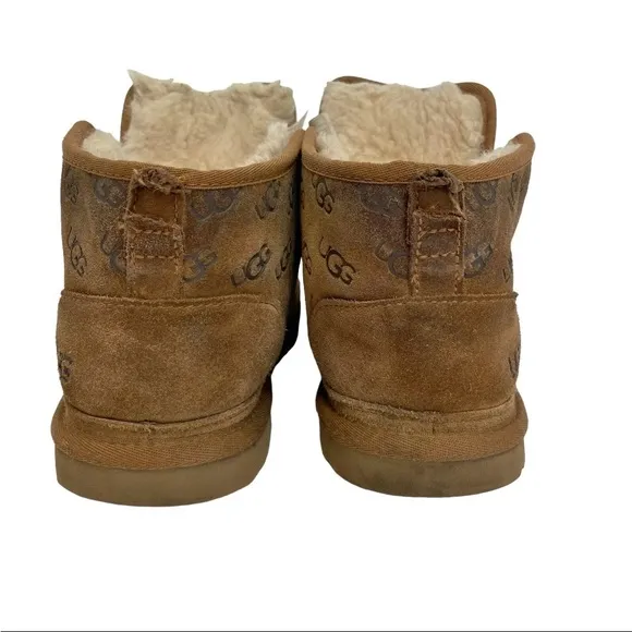 UGG Women’s Classic Mini Lace-Up Boots Suede Sheepskin Size 9 Chestnut Brown