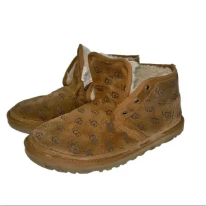 UGG Women’s Classic Mini Lace-Up Boots Suede Sheepskin Size 9 Chestnut Brown