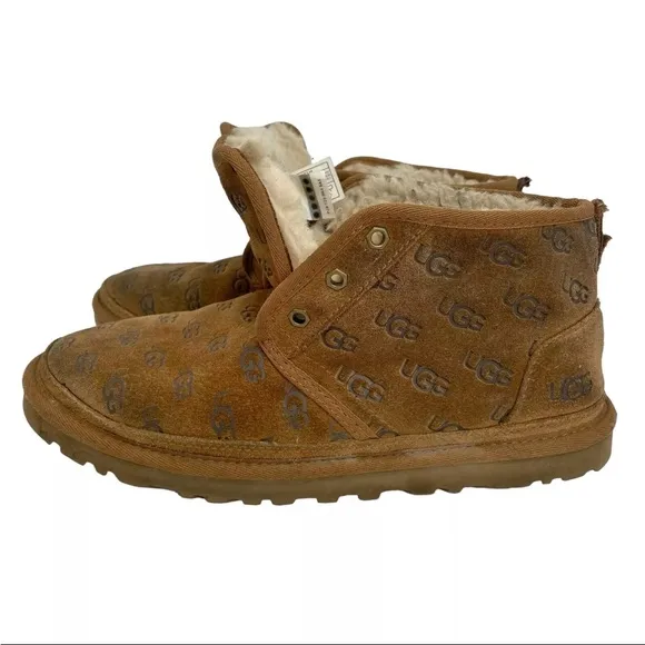 UGG Women’s Classic Mini Lace-Up Boots Suede Sheepskin Size 9 Chestnut Brown