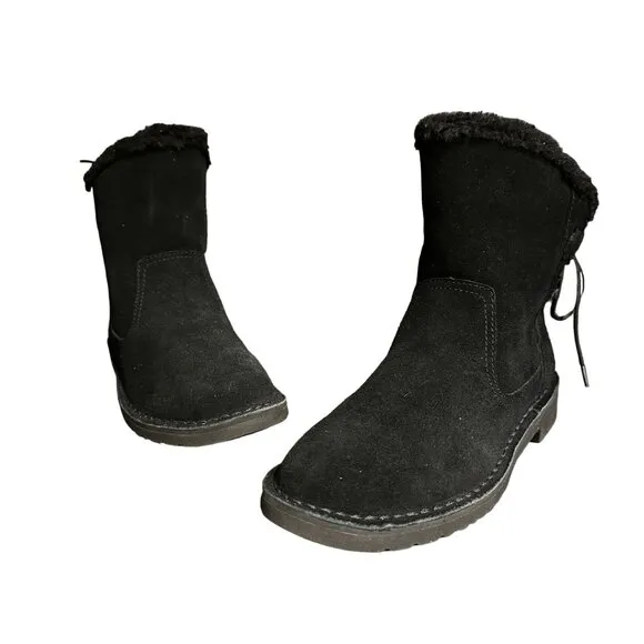 Ugg Women's Naiyah Black Suede Boots Back-Lace, 1138236, Size 6 NWOB