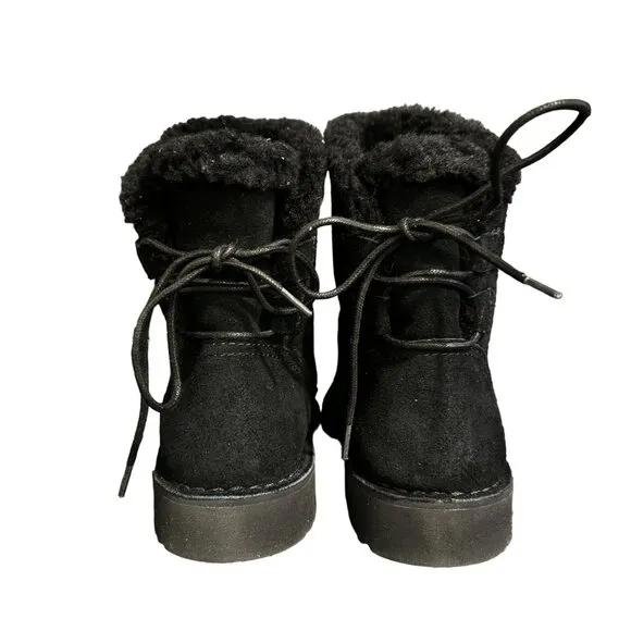 Ugg Women's Naiyah Black Suede Boots Back-Lace, 1138236, Size 6 NWOB