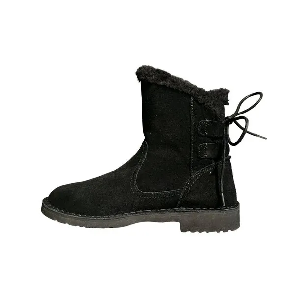 Ugg Women's Naiyah Black Suede Boots Back-Lace, 1138236, Size 6 NWOB