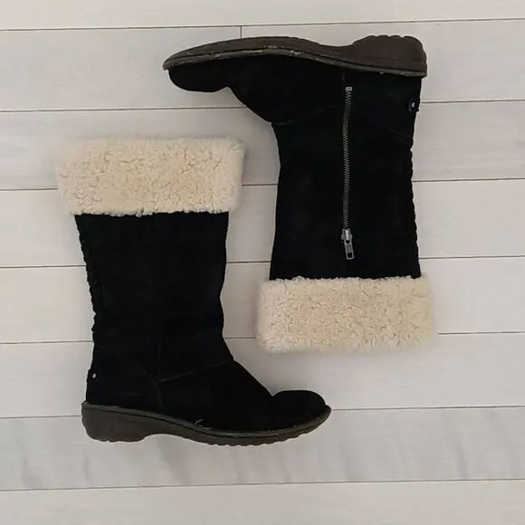 UGG Women's Australia Kary Cuff Sheepskin Boots Black Size 7