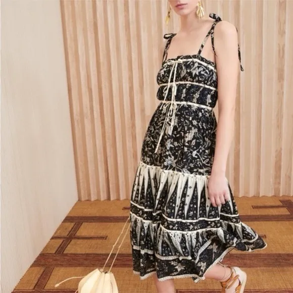 Ulla Johnson Indah Printed Midi Dress Sz 6