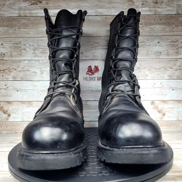US Military Men's Size 9W Insulated Black Leather Combat Boots Vibram Sole