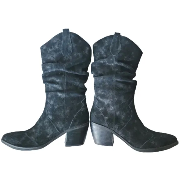 Vaneli Catkin Black Metallic Suede Boots Size 11 N