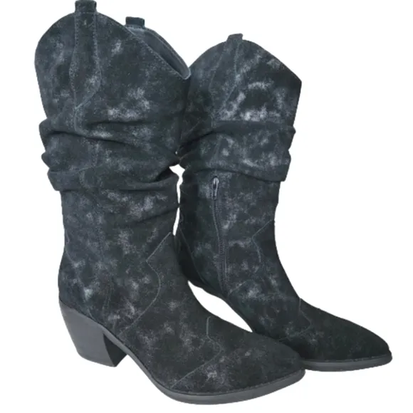 Vaneli Catkin Black Metallic Suede Boots Size 11 N