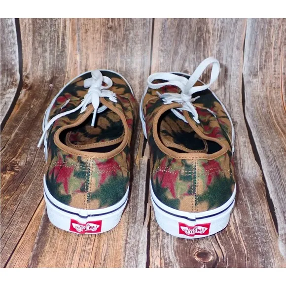 VANS Authentic Woodland Tie Dye Mens 13 Washed Brown Canvas Low Lace Up Sneakers