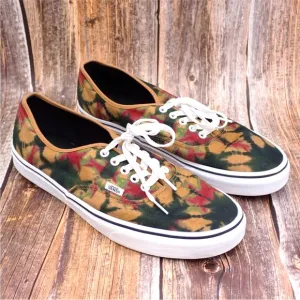 VANS Authentic Woodland Tie Dye Mens 13 Washed Brown Canvas Low Lace Up Sneakers