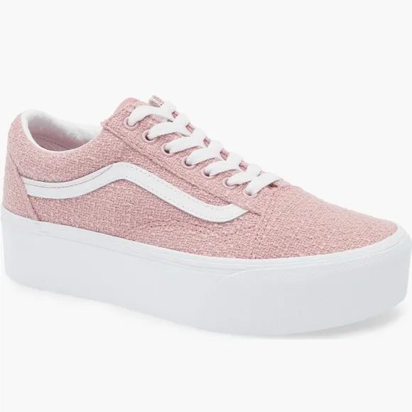 VANS Old Skool Stackform Tweed Foxglove pink platform shoes sneakers sz9 new