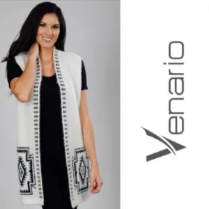 VENARIO women's Vest Sweater Callie Southwestern Design size L - LARGE