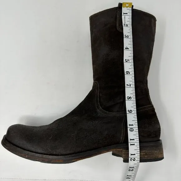 VERO CUOIO Italian Leather Suede Men's Boots, Brown Size 43/9.5-10