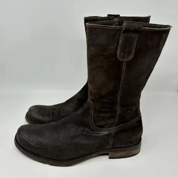VERO CUOIO Italian Leather Suede Men's Boots, Brown Size 43/9.5-10